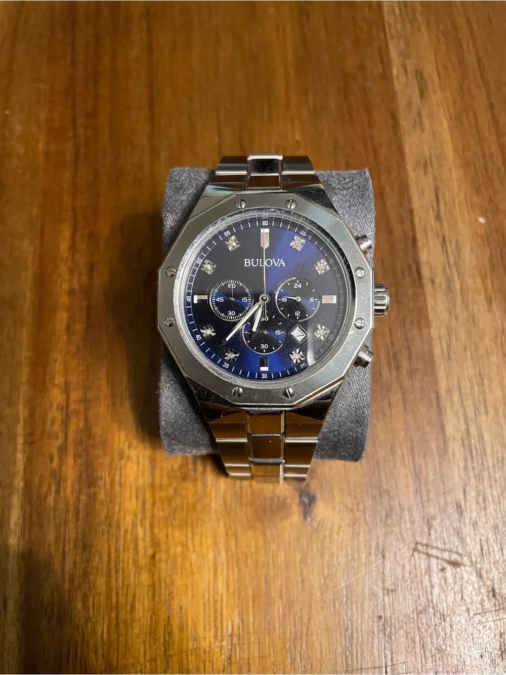 Bulova Men's Chronograph Diamond Accent Stainless Steel Watch 44mm 96D138
